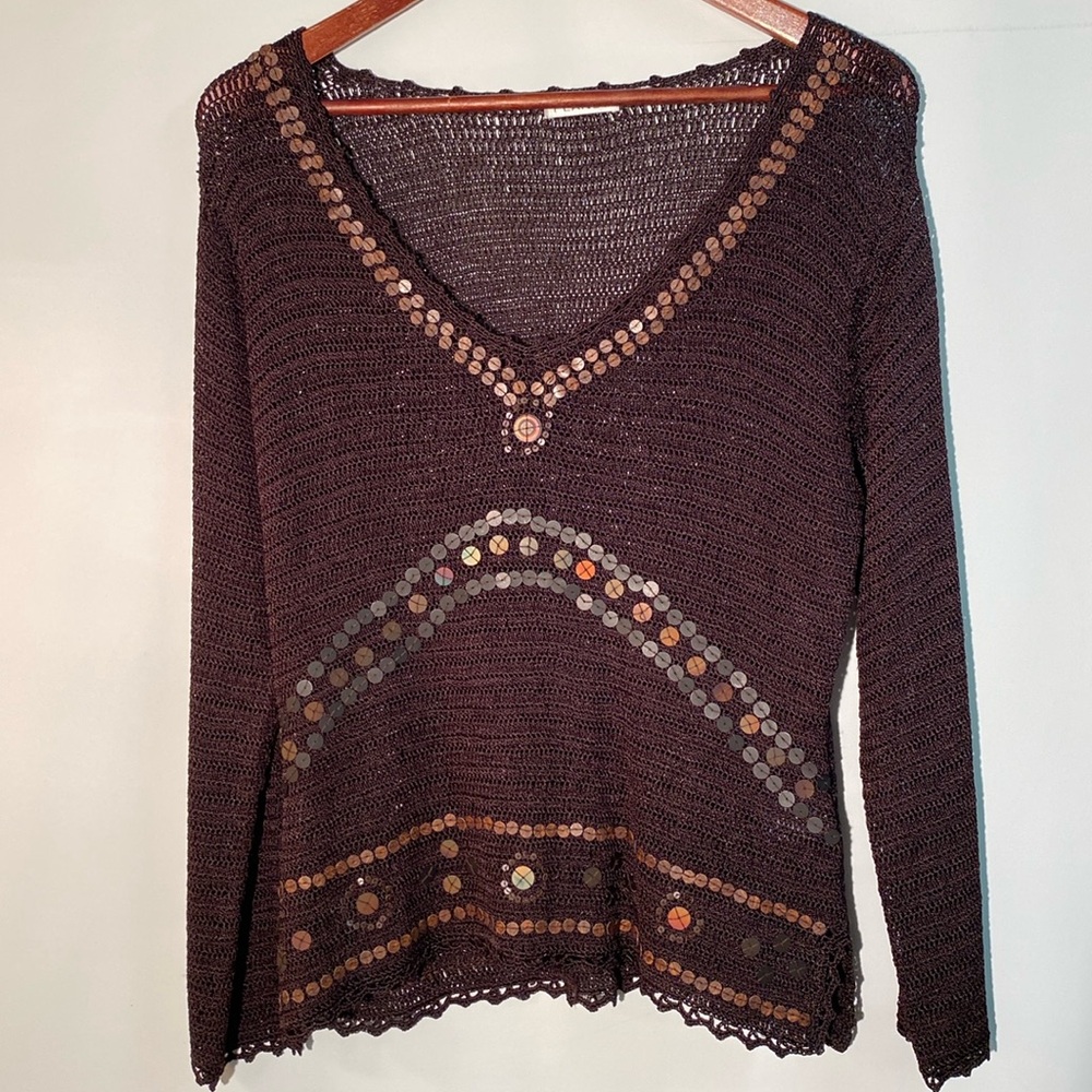 Planet - Long sleeve crochet top. Size M